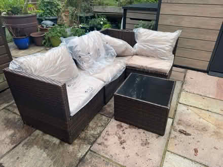 Photo of free Rattan effect outdoor sofa (Westerham TN16) #2