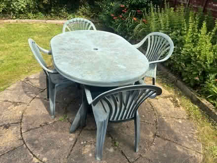 Photo of free Garden table and chairs (Harwood) #1