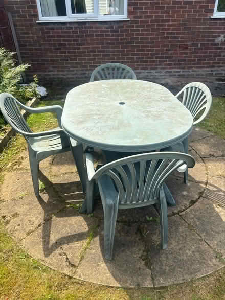 Photo of free Garden table and chairs (Harwood) #2