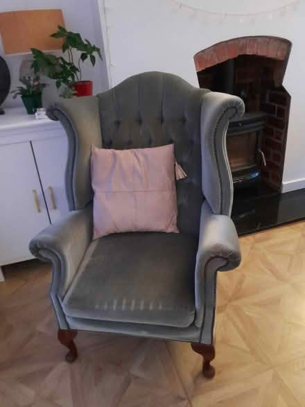 Photo of free Large velvet wingback reading chair (Sandylands morecambe LA3) #2