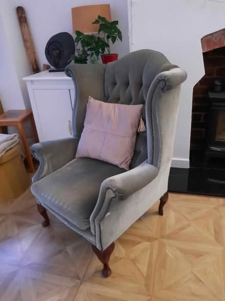Photo of free Large velvet wingback reading chair (Sandylands morecambe LA3) #3