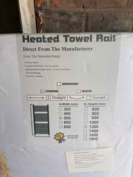 Photo of free New Heated towel rail 1200 x 500 (Waltham Abbey EN9) #2
