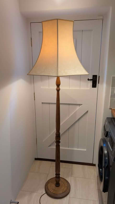 Photo of free Wooden standard lamp and shade (Ivinghoe Aston LU7) #1