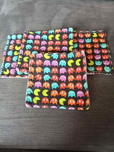 Photo of free 4 Unused Re-Usable Facial Cleansing Cotton Pads Pac Man Logo (Orton Wistow) #1