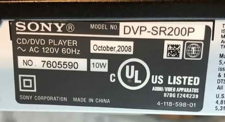 Photo of free Sony DVP-SR200P DVD player, powers up, no remote [20886] #2