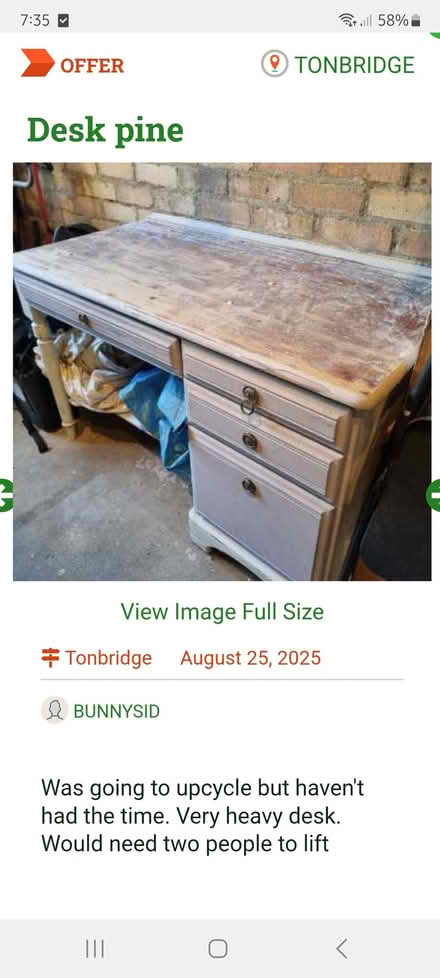 Photo of free Desk pine (Tonbridge) #1