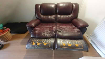 Photo of free 2 seater leather recliner (Hoobrook DY10) #2