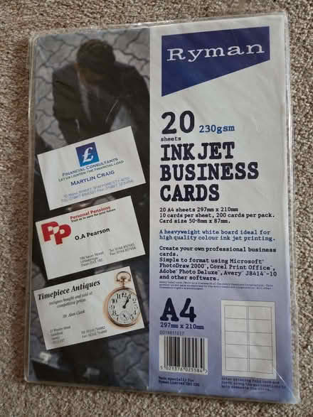 Photo of free 8 Sheets Ryman Ink Jet Business Cards (Purley CR8) #1