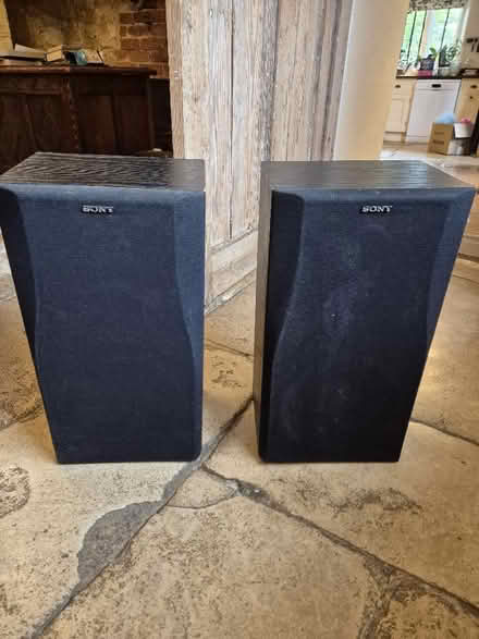 Photo of free Pair of Sony Stereo Speakers (Burwell OX28) #1