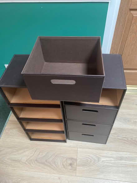 Photo of free Storage unit and drawers brown faux leather (Cemetery Hill MK41) #2