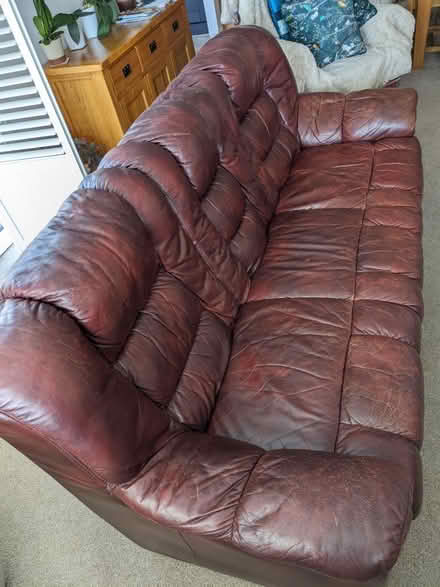 Photo of free Brown leather 3 seater sofa (St Mary's bay) #2