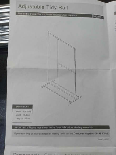 Photo of free Adjustable Tidy Rail (Ruislip HA4) #1