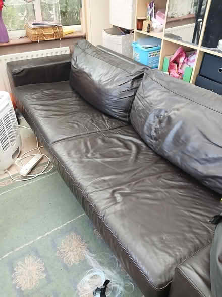 Photo of free Brown leather sofa (Hemel HP2) #2