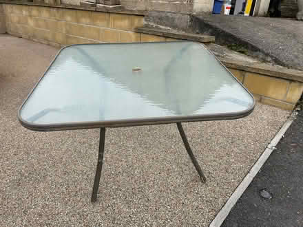 Photo of free POSSIBLY TAKEN Outside table, chairs (4) and cushions (Oldfield Park) #1