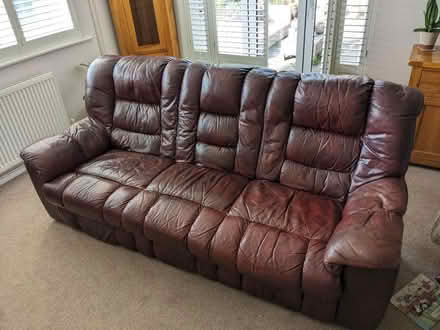 Photo of free Brown leather 3 seater sofa (St Mary's bay) #1