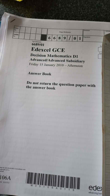 Photo of free Past papers GCE MATHS (Yeading UB4) #3