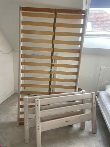 Photo of free Single bed frame - white wooden (Molesey KT8) #2