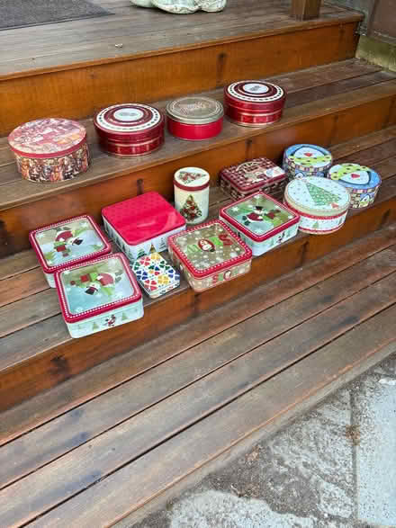Photo of free Christmas cookie tins (59 Larchwood Dr Cambridge MA) #1