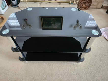 Photo of free TV Table Black Glass & Chrome (Staines) #1