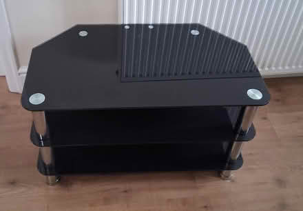 Photo of free Glass TV stand with 3 shelves (Sale M33) #1