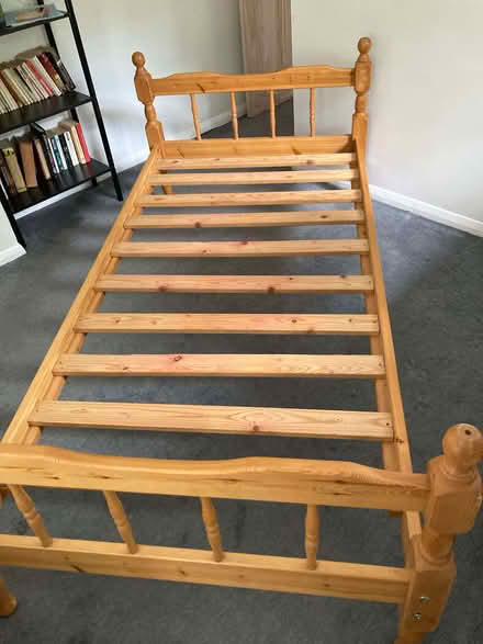 Photo of free Pine bed frame and mattress (Marlow Bottom SL7) #1