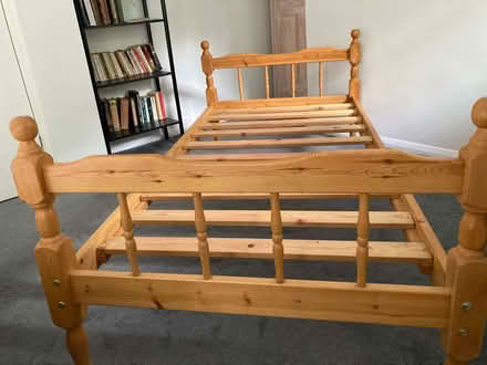 Photo of free Pine bed frame and mattress (Marlow Bottom SL7) #3