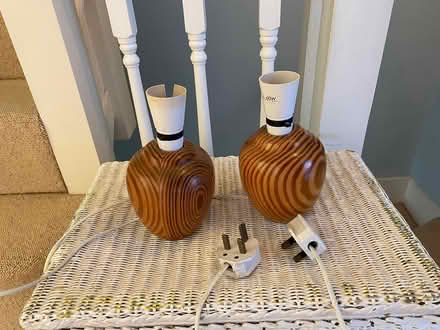 Photo of free Two wooden bedside lamp bases (Raynes Park) #2