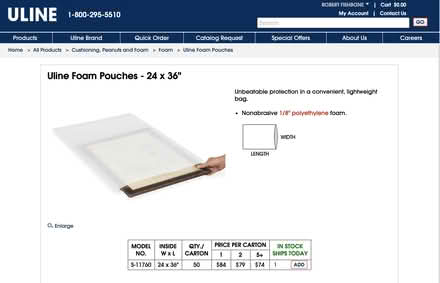 Photo of free Uline Foam Pouches, 2' x 3' (Maplewood) #2