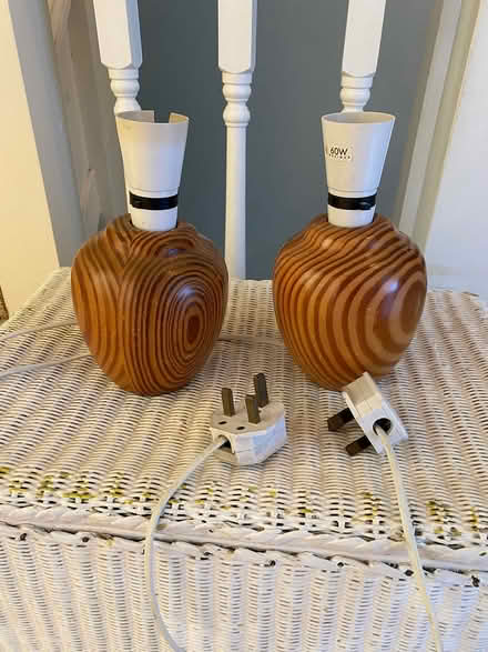 Photo of free Two wooden bedside lamp bases (Raynes Park) #1