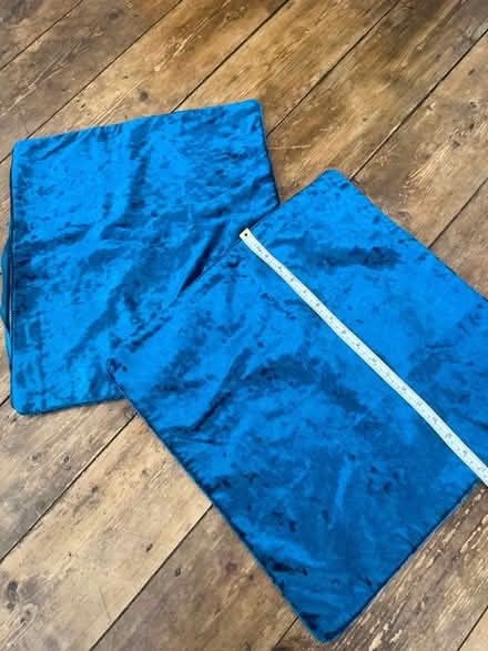 Photo of free Two turquoise velvet cushion covers (East Didsbury/Burnage M19) #1