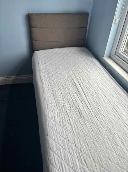 Photo of free Single bed with grey fabric headboard and under bed storage (Twickenham TW2) #2