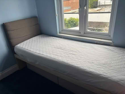 Photo of free Single bed with grey fabric headboard and under bed storage (Twickenham TW2) #1