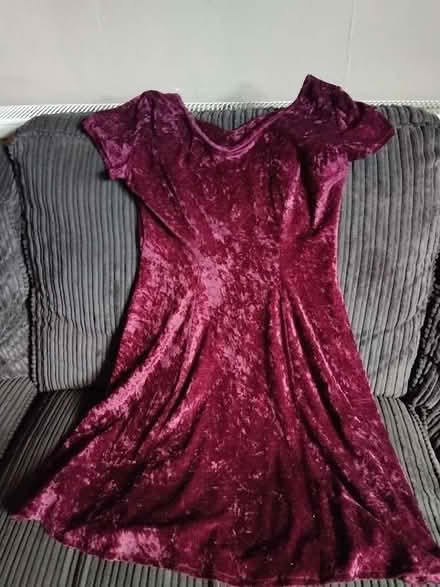 Photo of free Velvet dress, knee length, dark red, very good condition (Lakenham NR1) #1