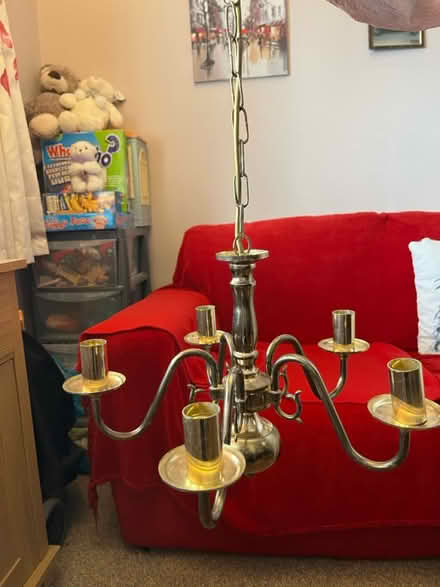 Photo of free 5-bulb brass chandelier (Tamworth) #2