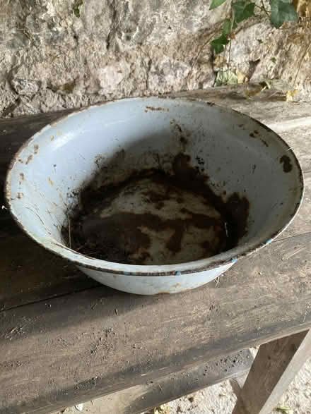 Photo of free Old metal bowl, damaged (Old Radnor LD8) #1