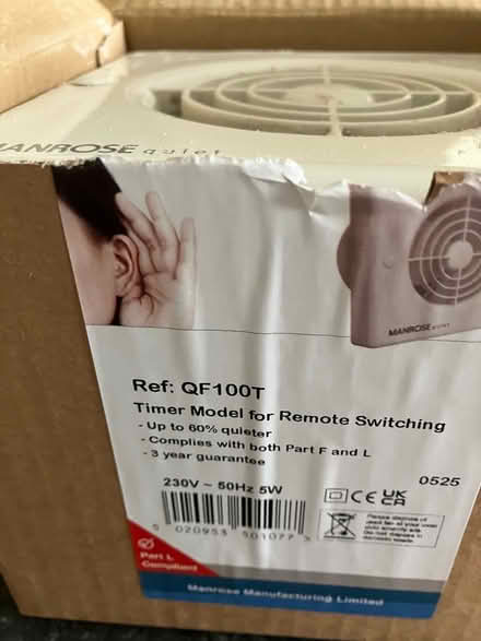 Photo of free Manrose extractor fan (Wivenhoe CO7) #2