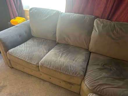 Photo of free Grey velvet L shaped sofa (Hook KT9) #3