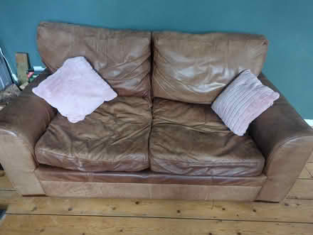 Photo of free 2 brown leather sofas (Combe Down) #1