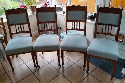 Photo of free 4 antique dining chairs (Elworth CW11) #1