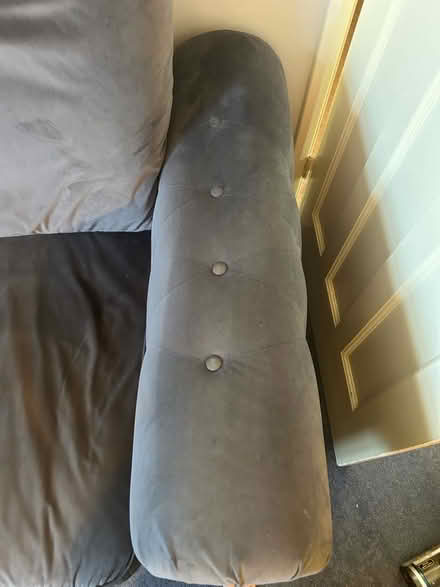 Photo of free Grey velvet L shaped sofa (Hook KT9) #4