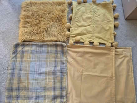 Photo of free 5 Matching mustard cushion covers (Purley, Surrey) #1