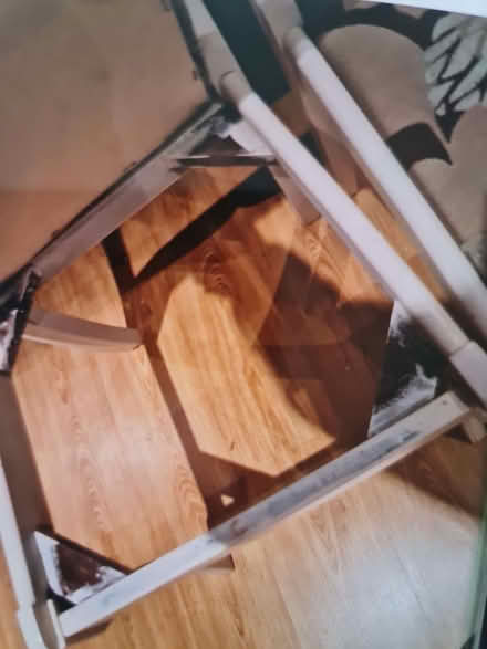 Photo of free 2 white wooden chairs with padded seats (Reddish SK5) #4