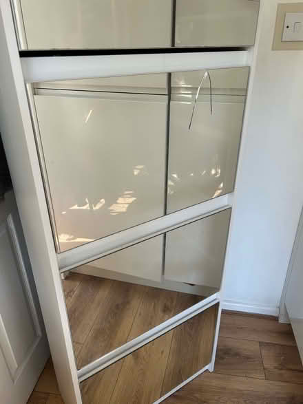 Photo of free Shoe cabinet cupboard storage white mirror (Heartsease NR7) #2