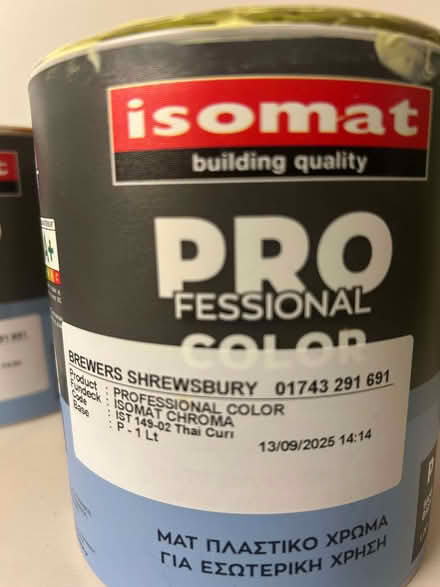 Photo of free One litre tin of Isomat paint - Pale citrine green (Norton LD8) #2