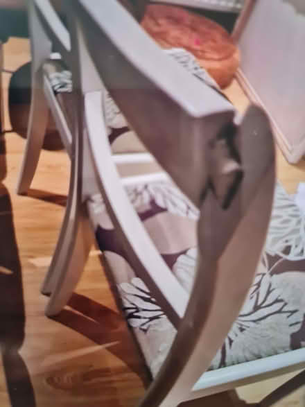 Photo of free 2 white wooden chairs with padded seats (Reddish SK5) #3