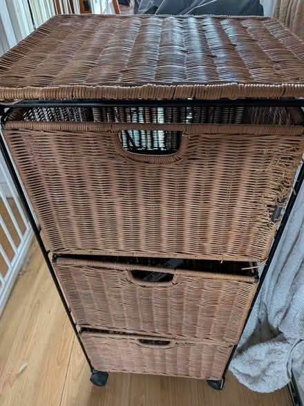 Photo of free 3 high wicker basket stand (Bracklesham Bay PO20) #1