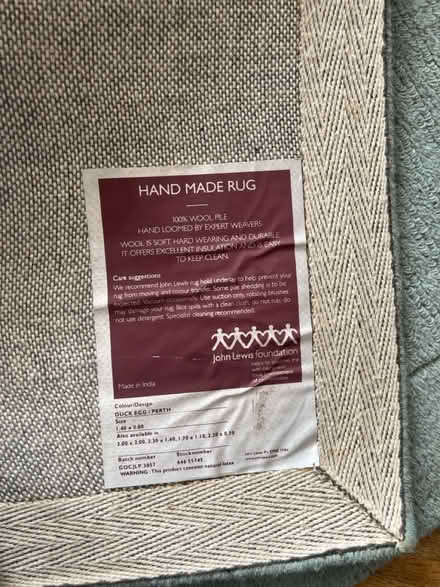 Photo of free Duck egg John Lewis rug (Beckton E16) #2