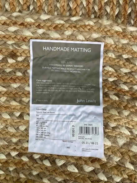 Photo of free Round jute rug (Criccieth LL52) #2