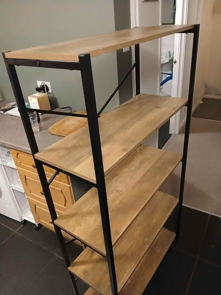 Photo of free Tall wood and metal shelves (kendal LA9) #1