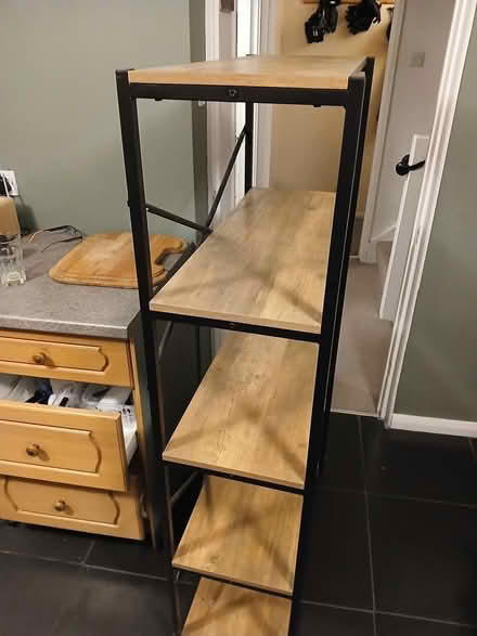 Photo of free Tall wood and metal shelves (kendal LA9) #2